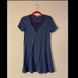 Ribbed navy blue dress